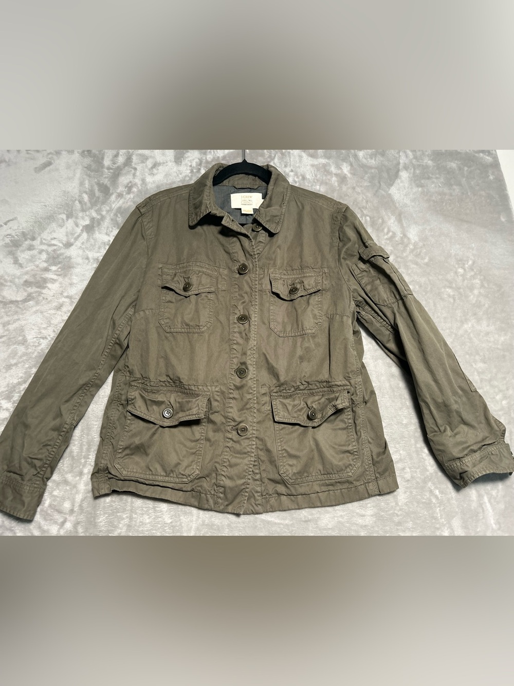 J Crew Classic Twill Chino Jacket Women’s Large Army Green Weathered Broken In